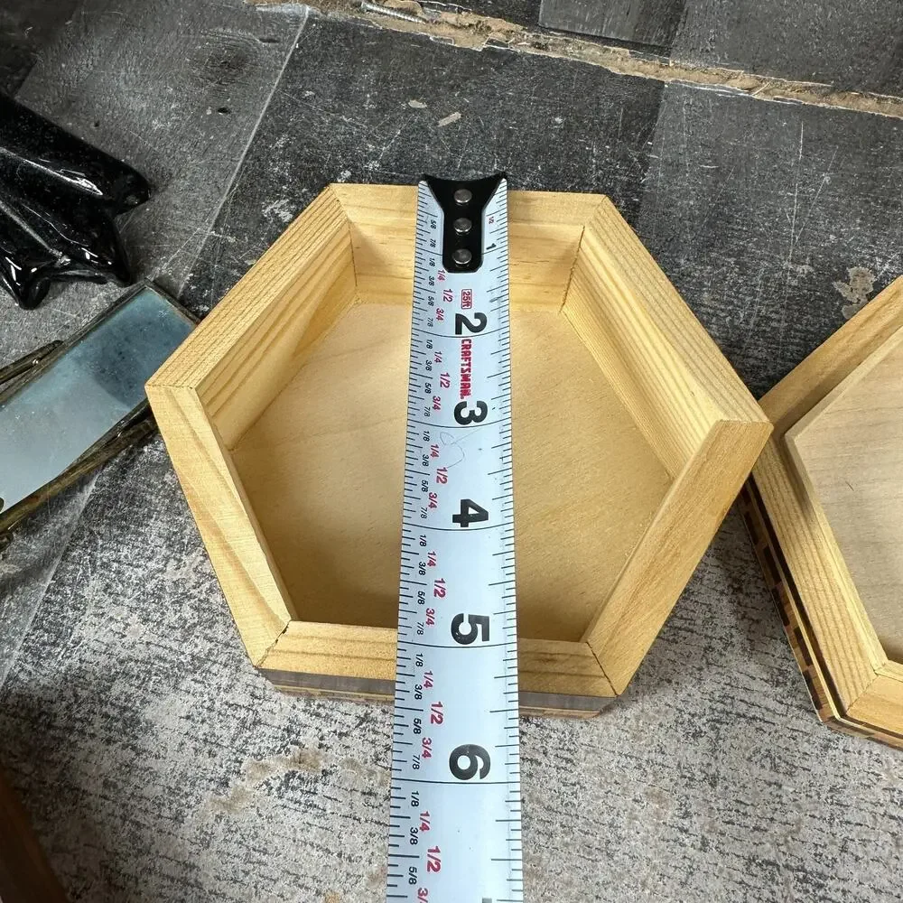 2 Hexagon Inlaid Style thin wooden‎ Handmade Boxes